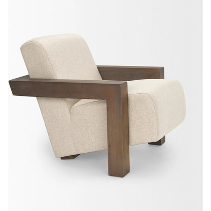 Sovereign Accent Chair by Mercana in cream, brown. Made from fabric in a transitional style.