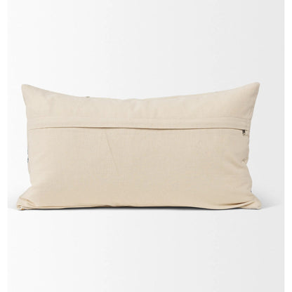 Kitt Lumbar Pillow Cover by Mercana in black, blue, yellow. Made from cotton blend in a rustic style.