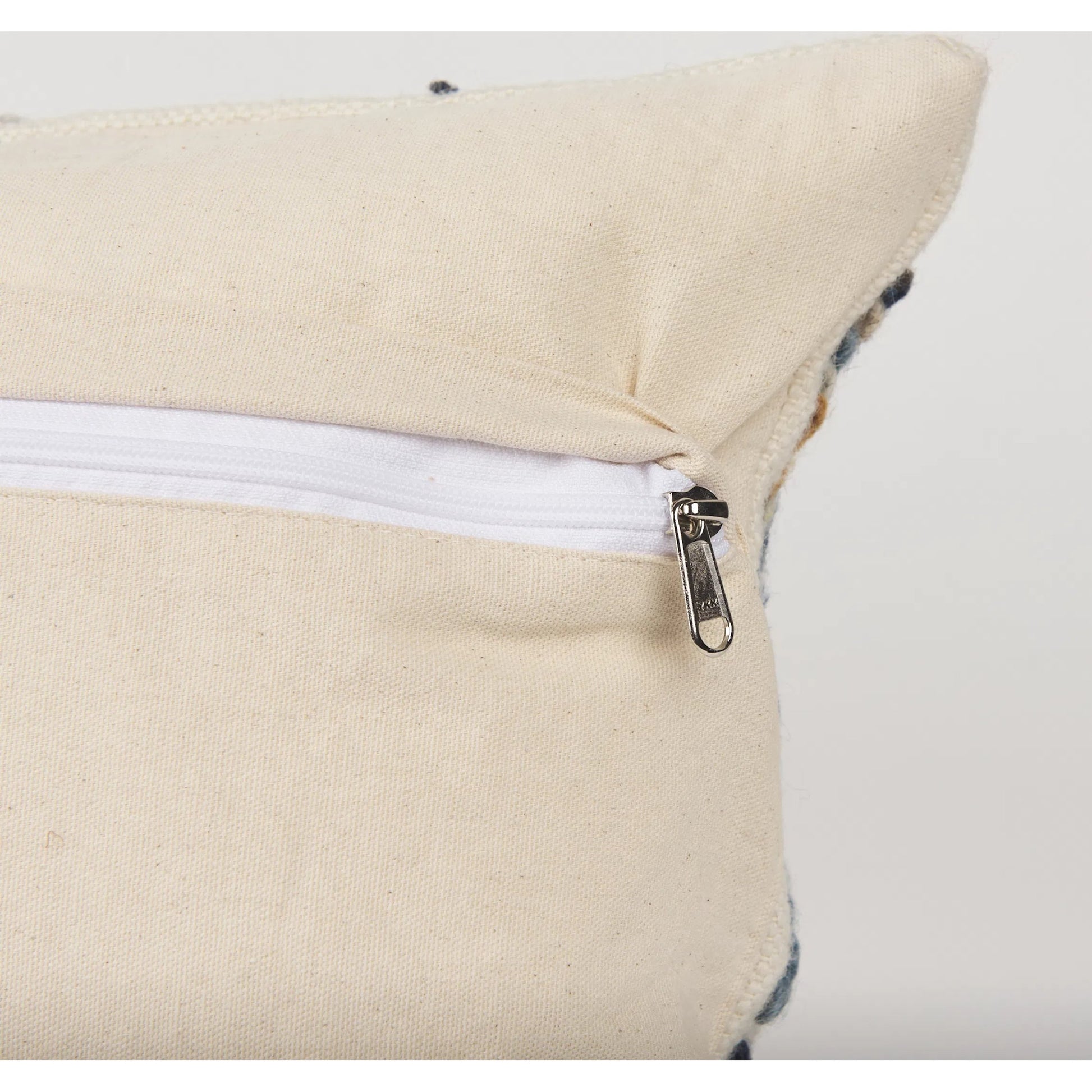 Kitt Lumbar Pillow Cover by Mercana in black, blue, yellow. Made from cotton blend in a rustic style.
