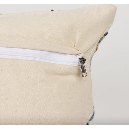 Kitt Lumbar Pillow Cover by Mercana in black, blue, yellow. Made from cotton blend in a rustic style.