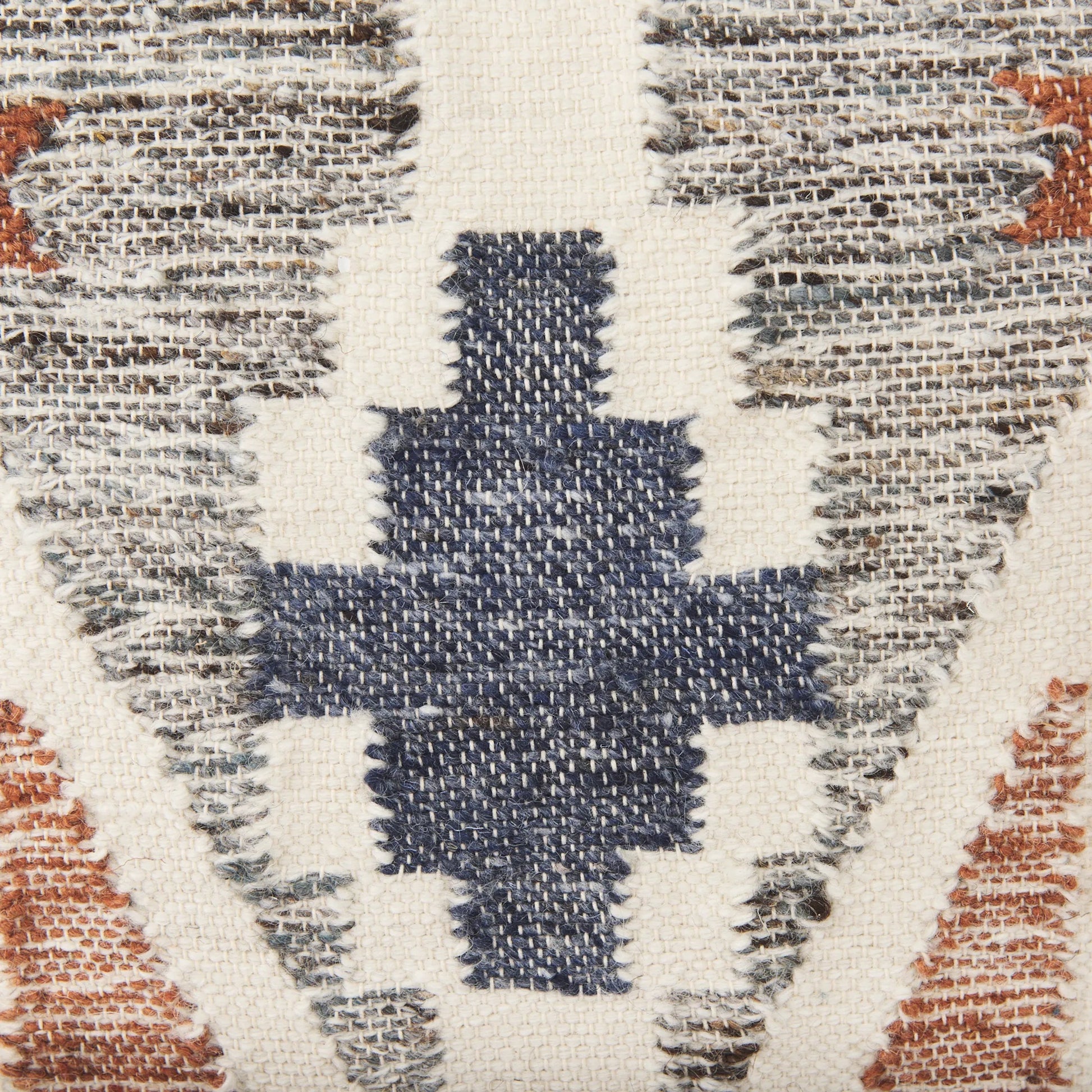 Kenzie Square Pillow Cover by Mercana in cream. Made from cotton blend in a rustic style.