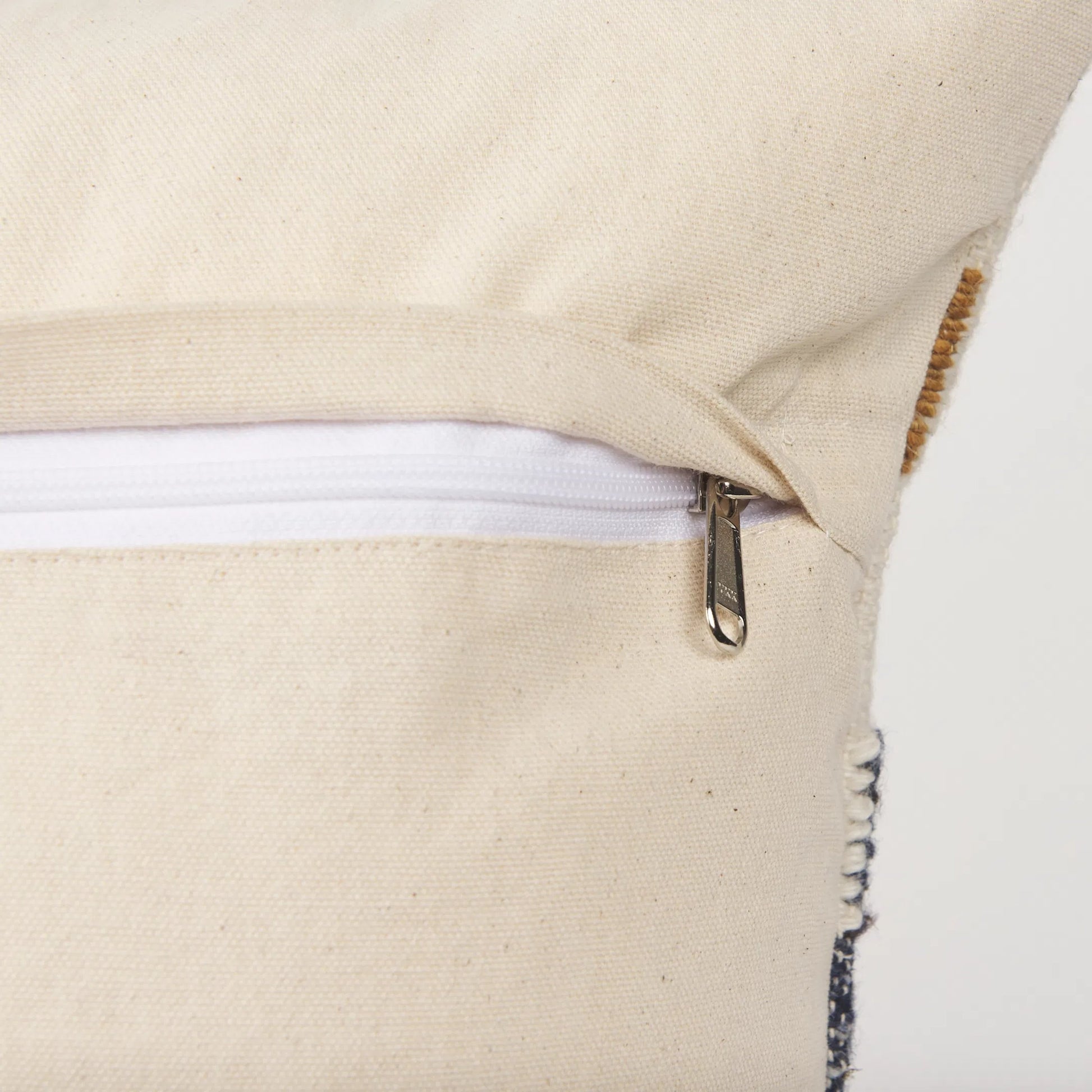 Kenzie Square Pillow Cover by Mercana in cream. Made from cotton blend in a rustic style.
