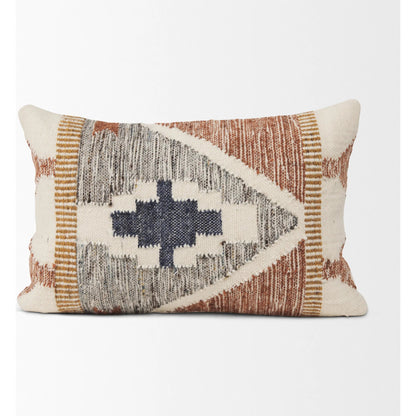 Kenzie Lumbar Pillow Cover by Mercana in blue. Made from cotton blend in a rustic style.