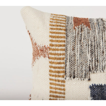 Kenzie Lumbar Pillow Cover by Mercana in blue. Made from cotton blend in a rustic style.