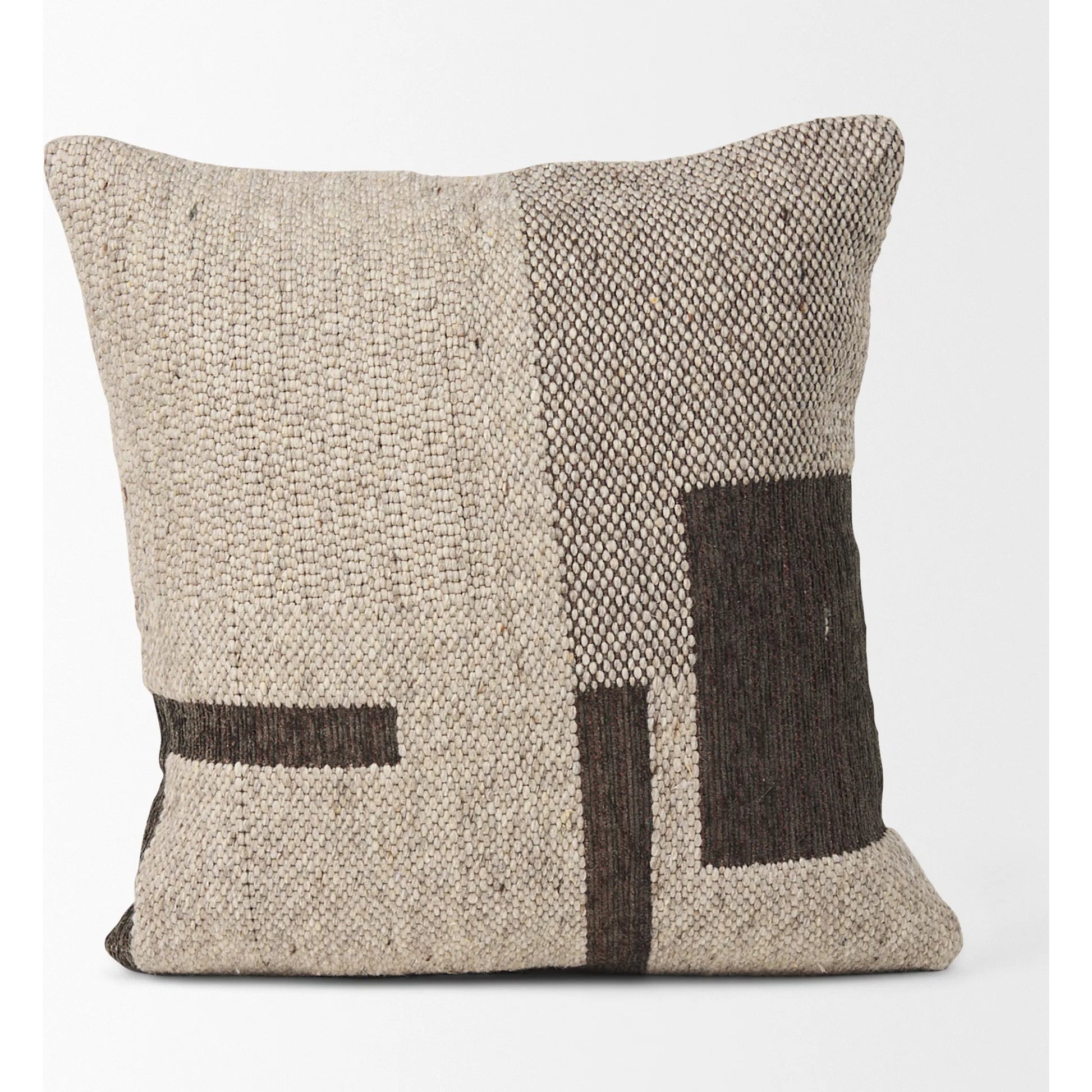 Kyle Square Pillow Cover by Mercana in brown. Made from wool blend in a unique style.