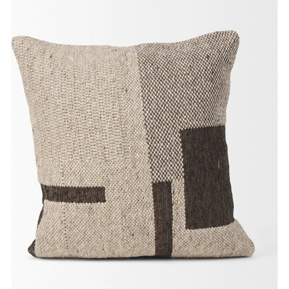 Kyle Square Pillow Cover by Mercana in brown. Made from wool blend in a unique style.