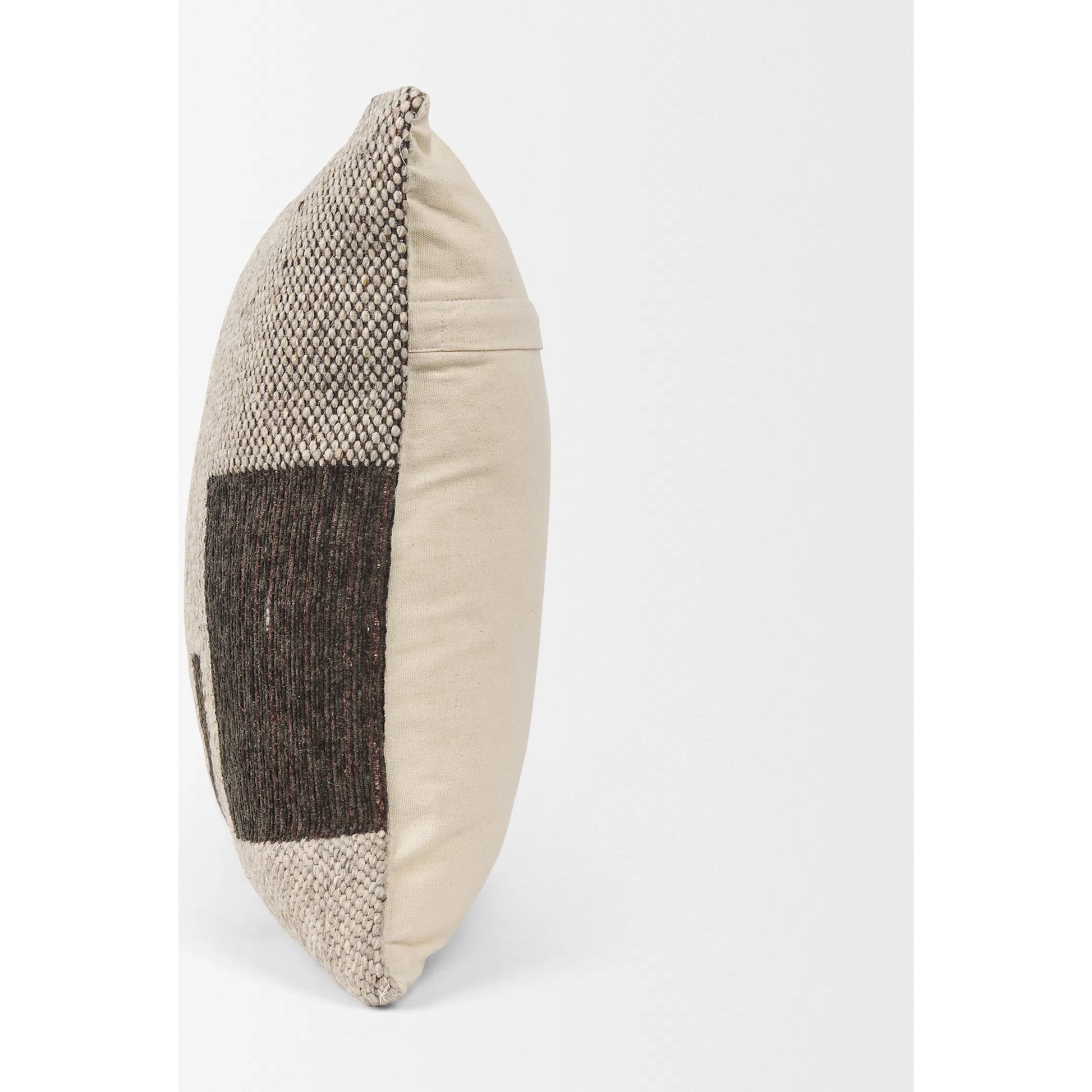Kyle Square Pillow Cover by Mercana in brown. Made from wool blend in a unique style.