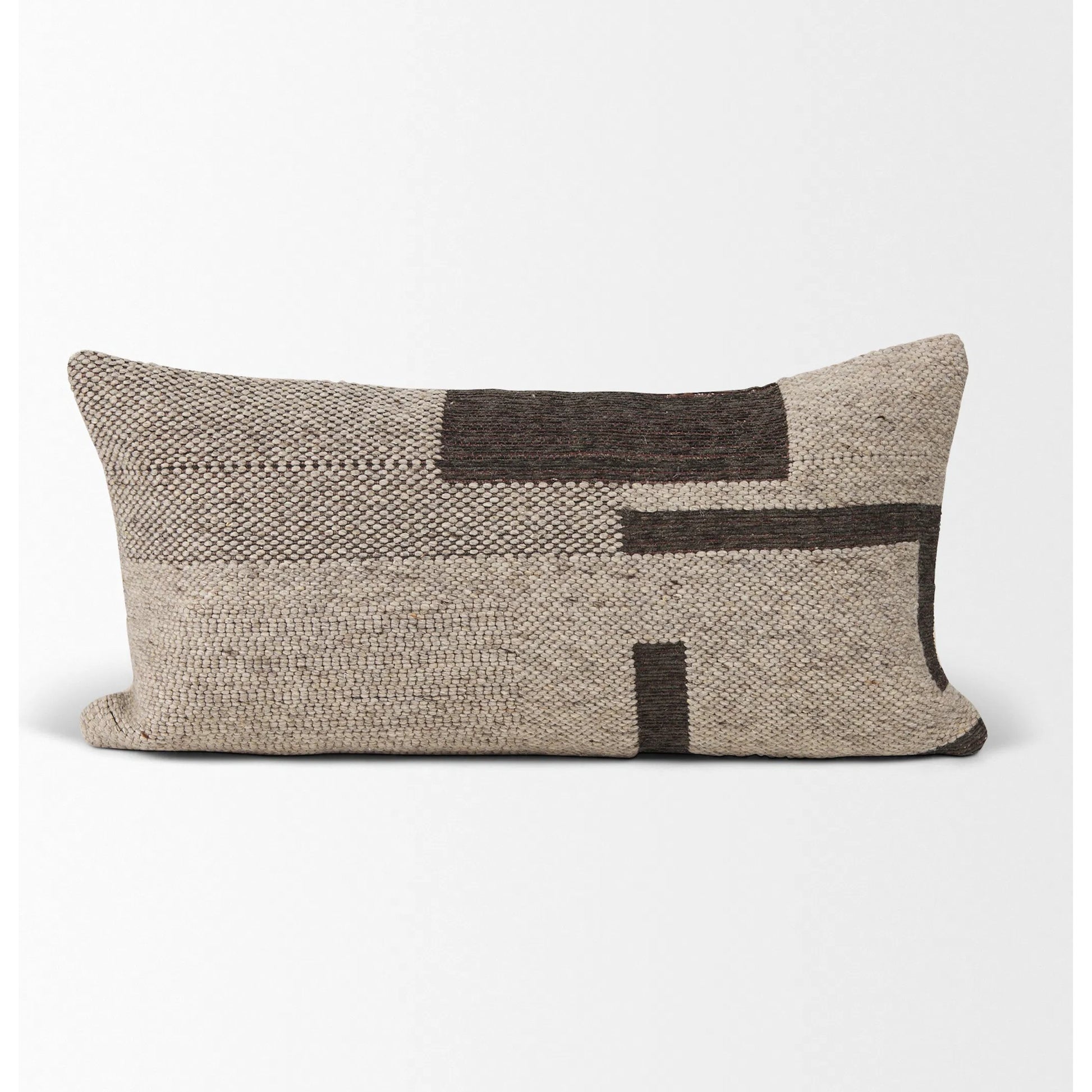 Kyle Lumbar Pillow Cover by Mercana in beige. Made from wool blend in a unique style.