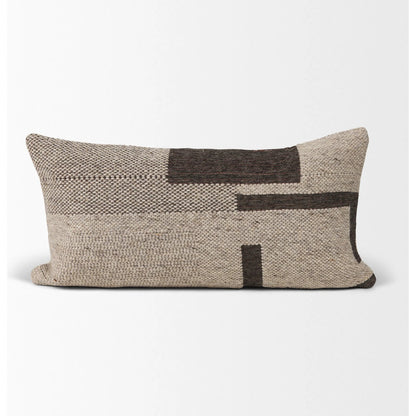 Kyle Lumbar Pillow Cover by Mercana in beige. Made from wool blend in a unique style.