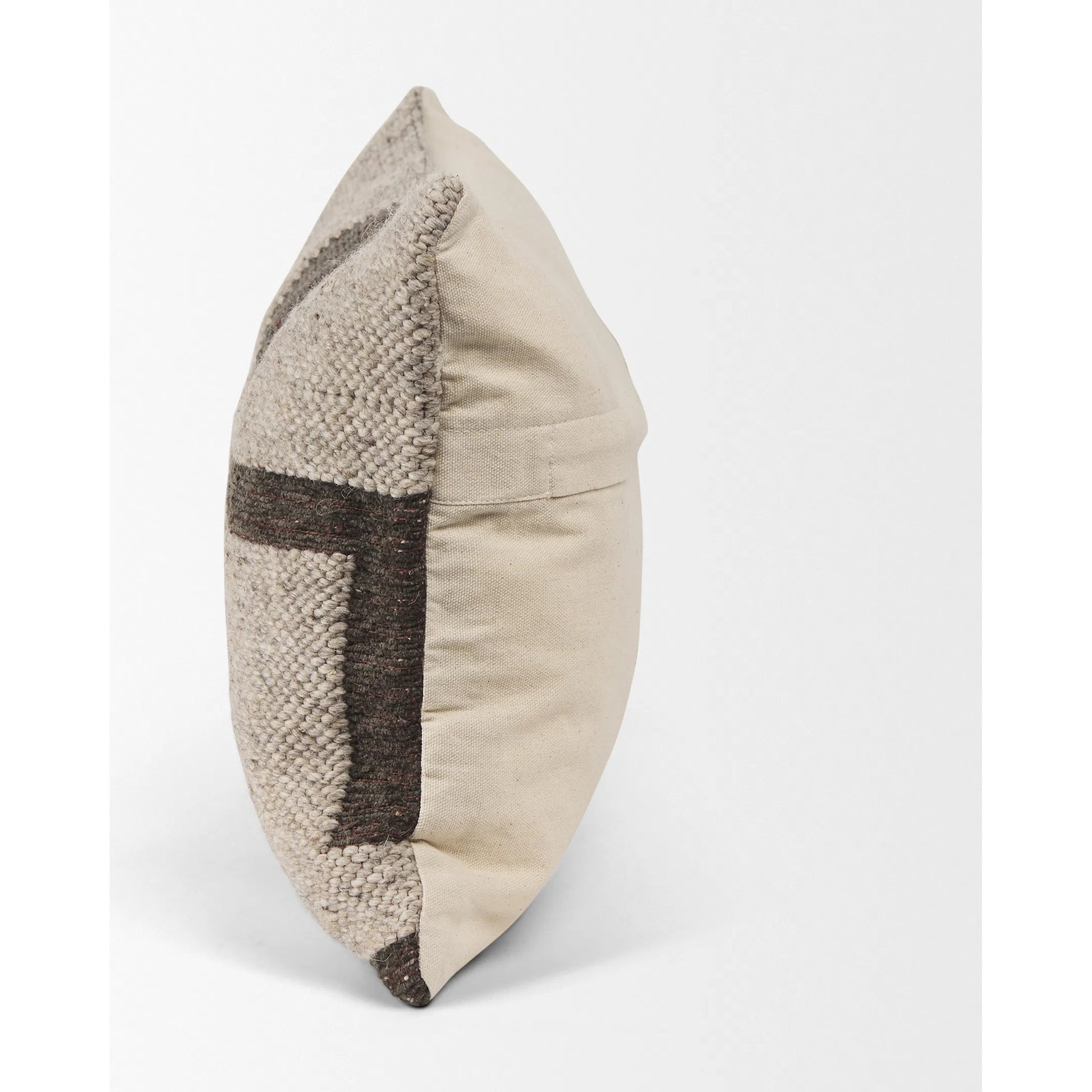 Kyle Lumbar Pillow Cover by Mercana in beige. Made from wool blend in a unique style.
