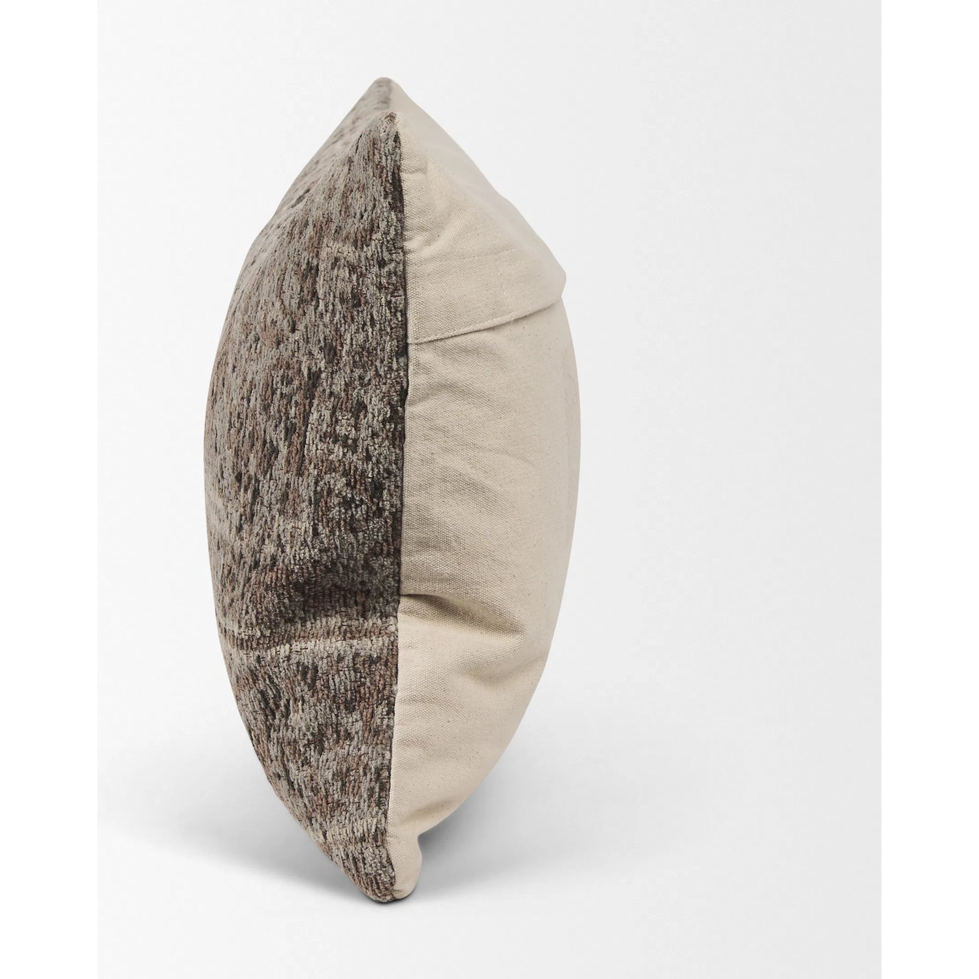 Khloe Lumbar Pillow Cover by Mercana in gray. Made from chenille in a traditional style.