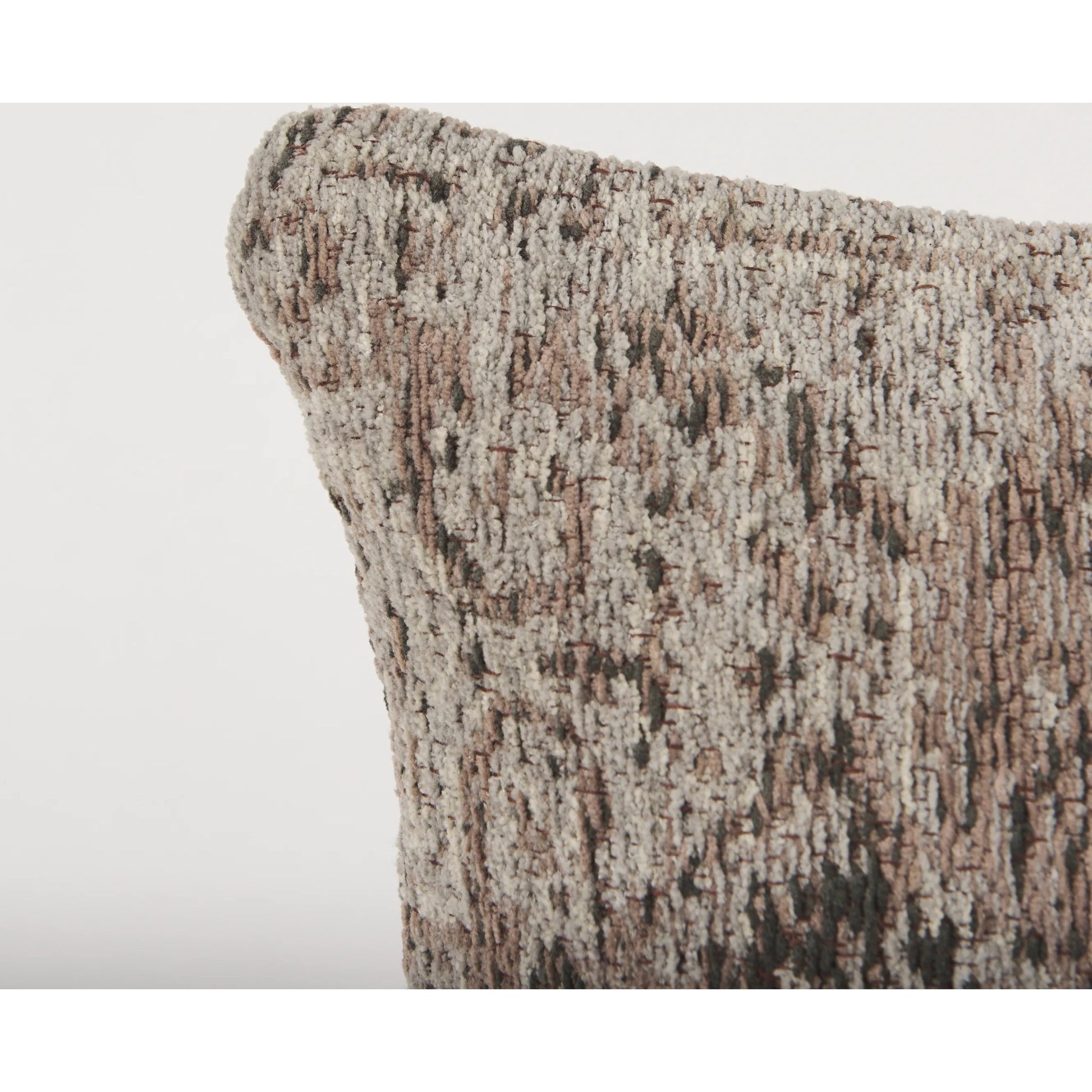 Khloe Lumbar Pillow Cover by Mercana in gray. Made from chenille in a traditional style.