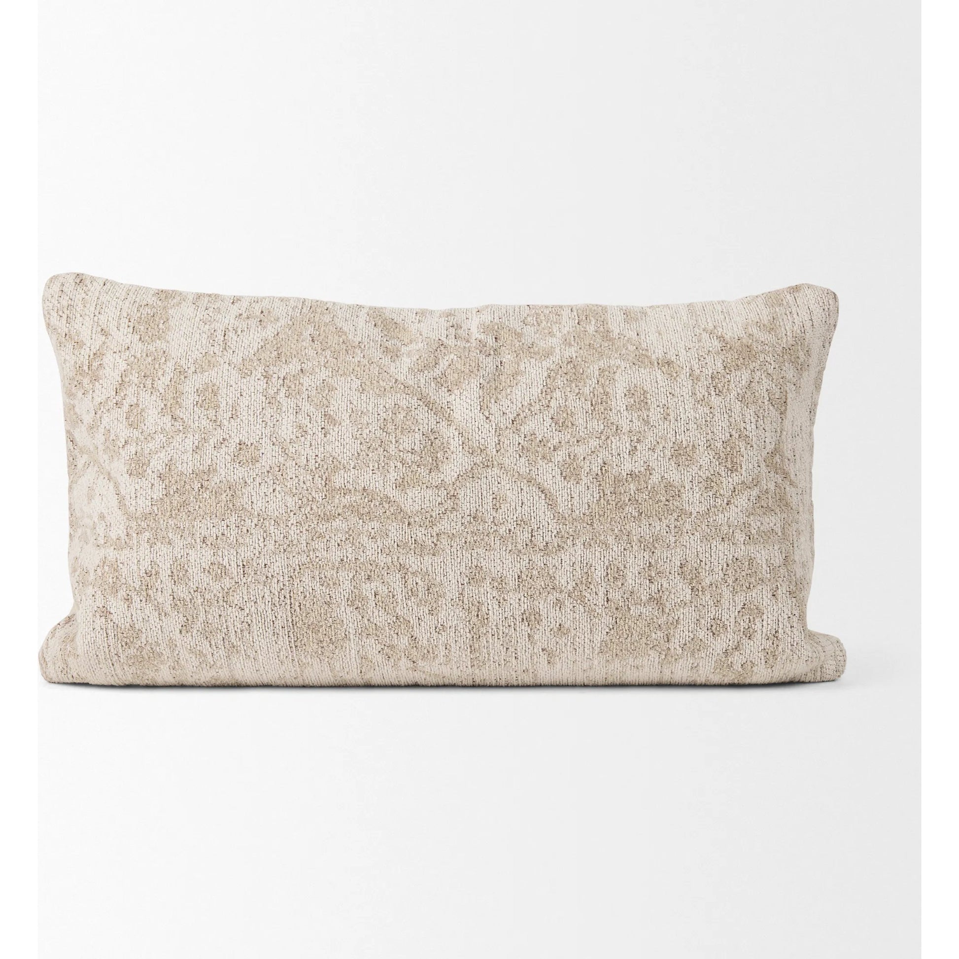Khloe Lumbar Pillow Cover by Mercana in gray. Made from chenille in a traditional style.