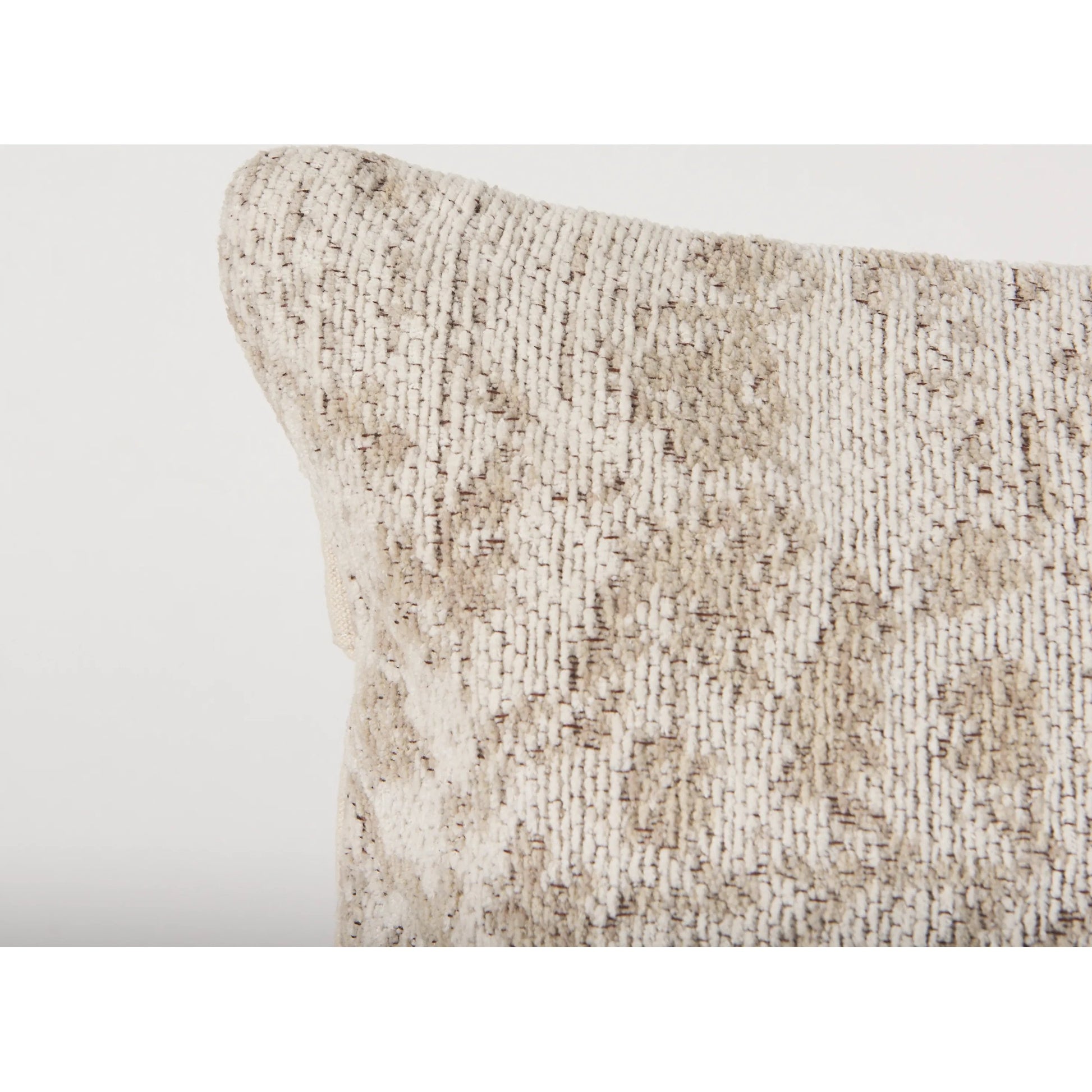Khloe Lumbar Pillow Cover by Mercana in gray. Made from chenille in a traditional style.