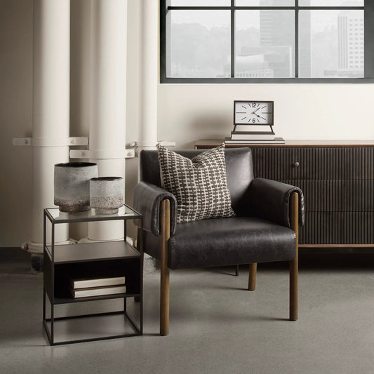 Samson End Table by Mercana in black. Made from glass in a unique style.