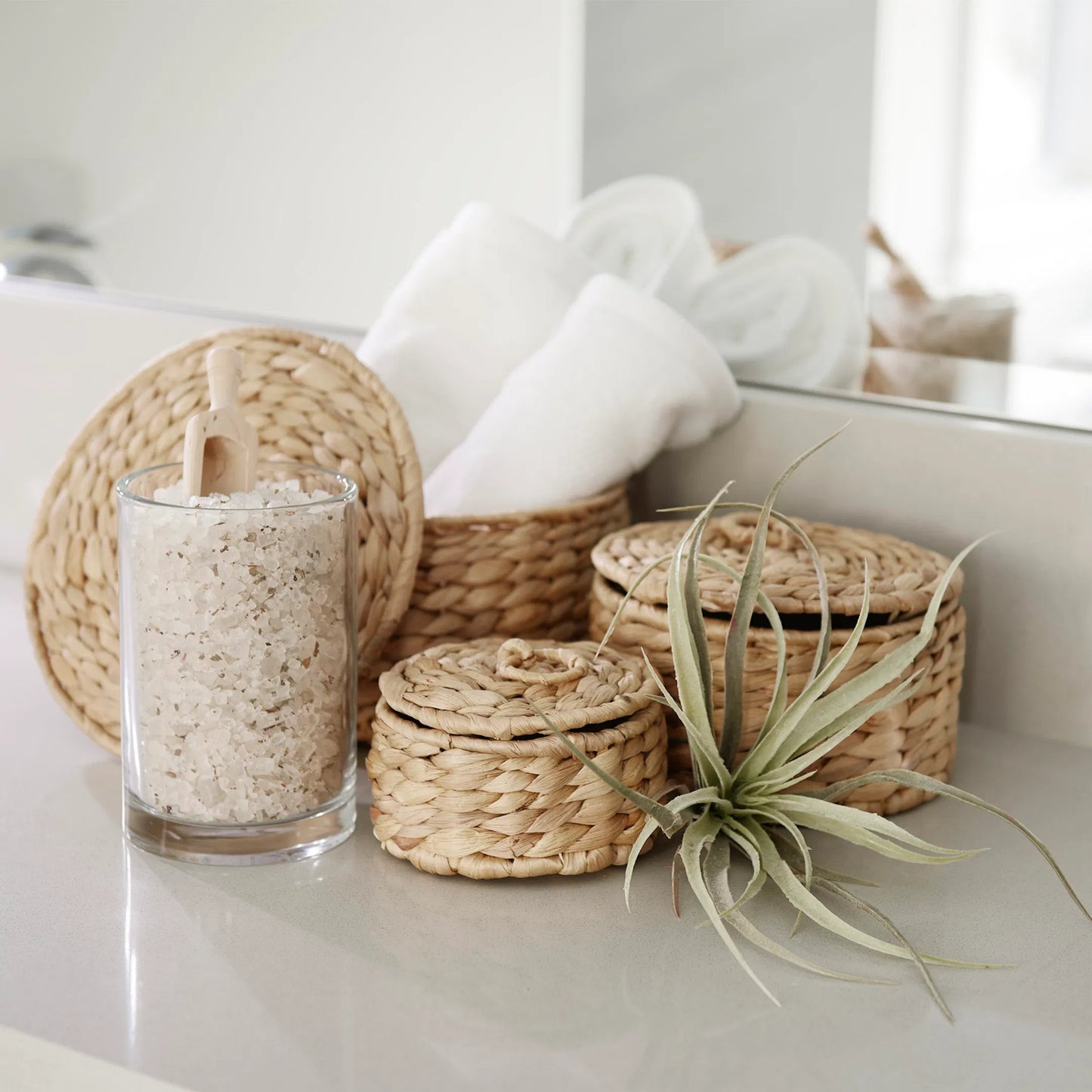 017 SI-2370108 | Lifestyle | Kea Nesting Boxes with Lids by Mercana in brown. Made from fabric in a rustic style.