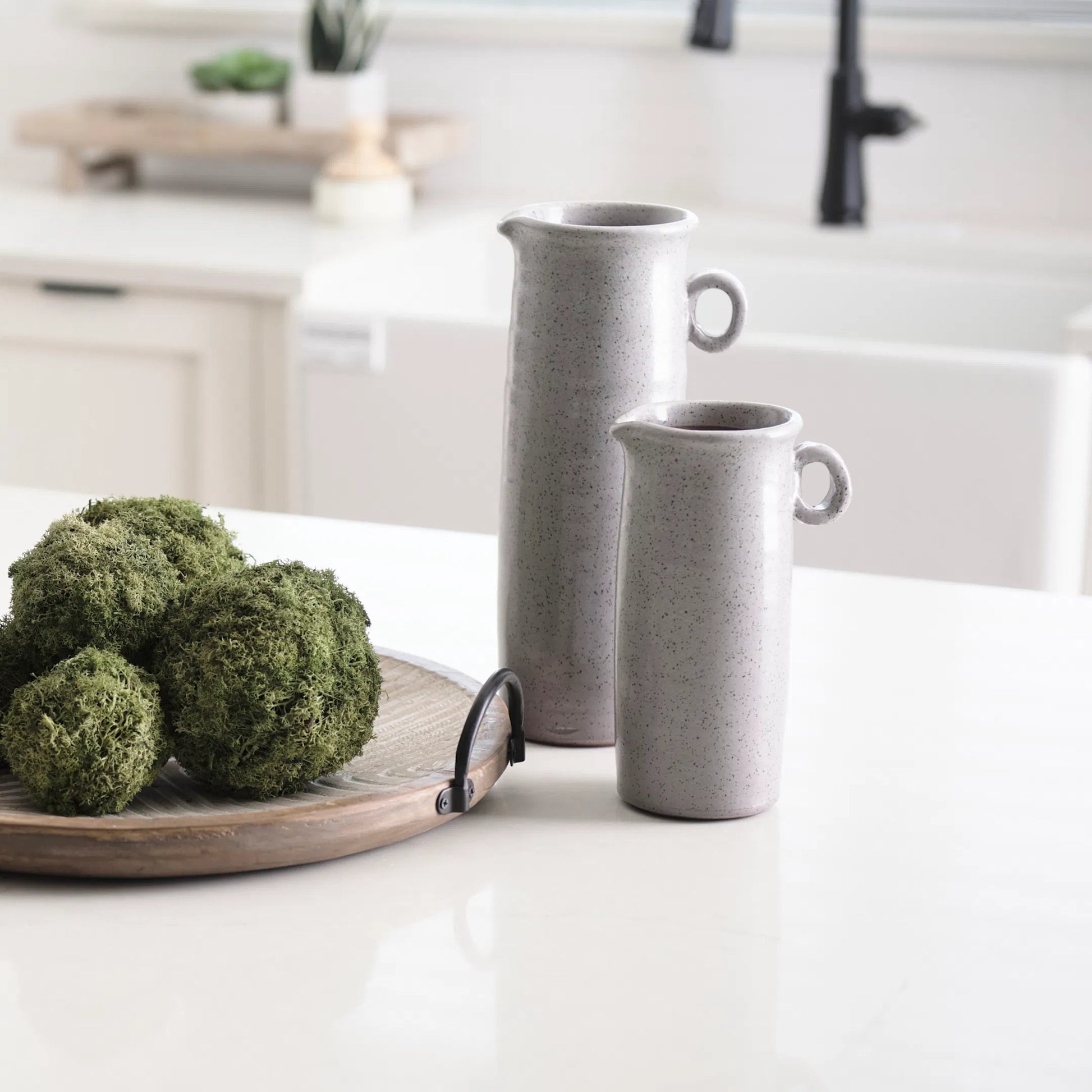 Frieda Freckled Jug by Mercana in grey. Made from unique in a cottage & farmhouse style.