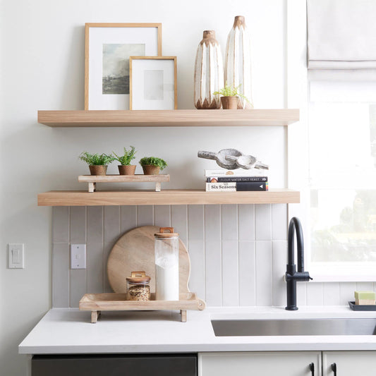 Carver Washed Wood Trays Set of Two by Mercana in white. Made from solid wood in a unique style.