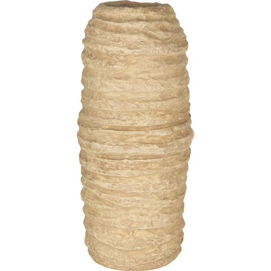 Kamli Mache Vase by Mercana in beige. Made from paper in a unique style.