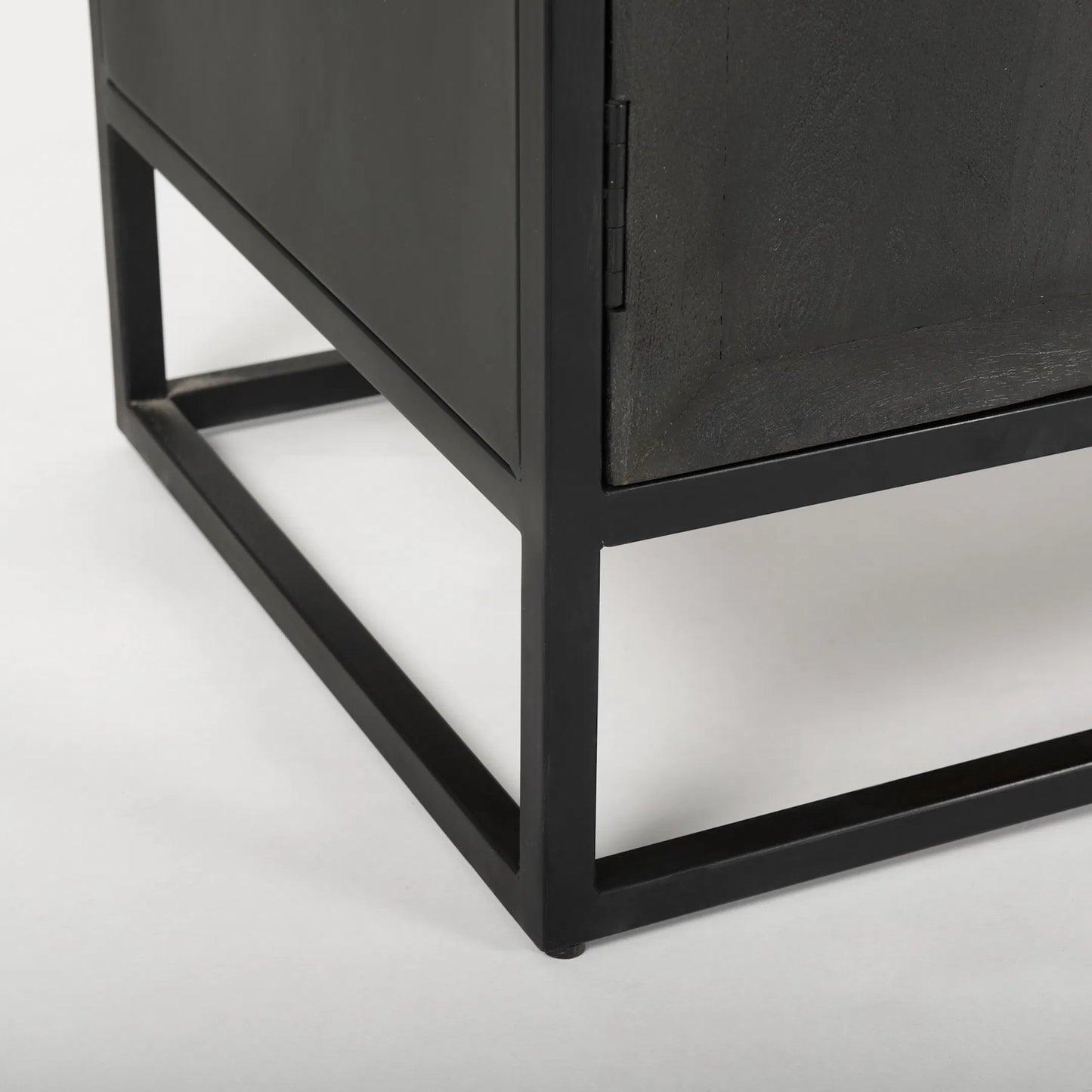 008 SI-2369854 | Closeup | Sloan Large Curio Cabinet by Mercana in black. Made from solid wood in a unique style.