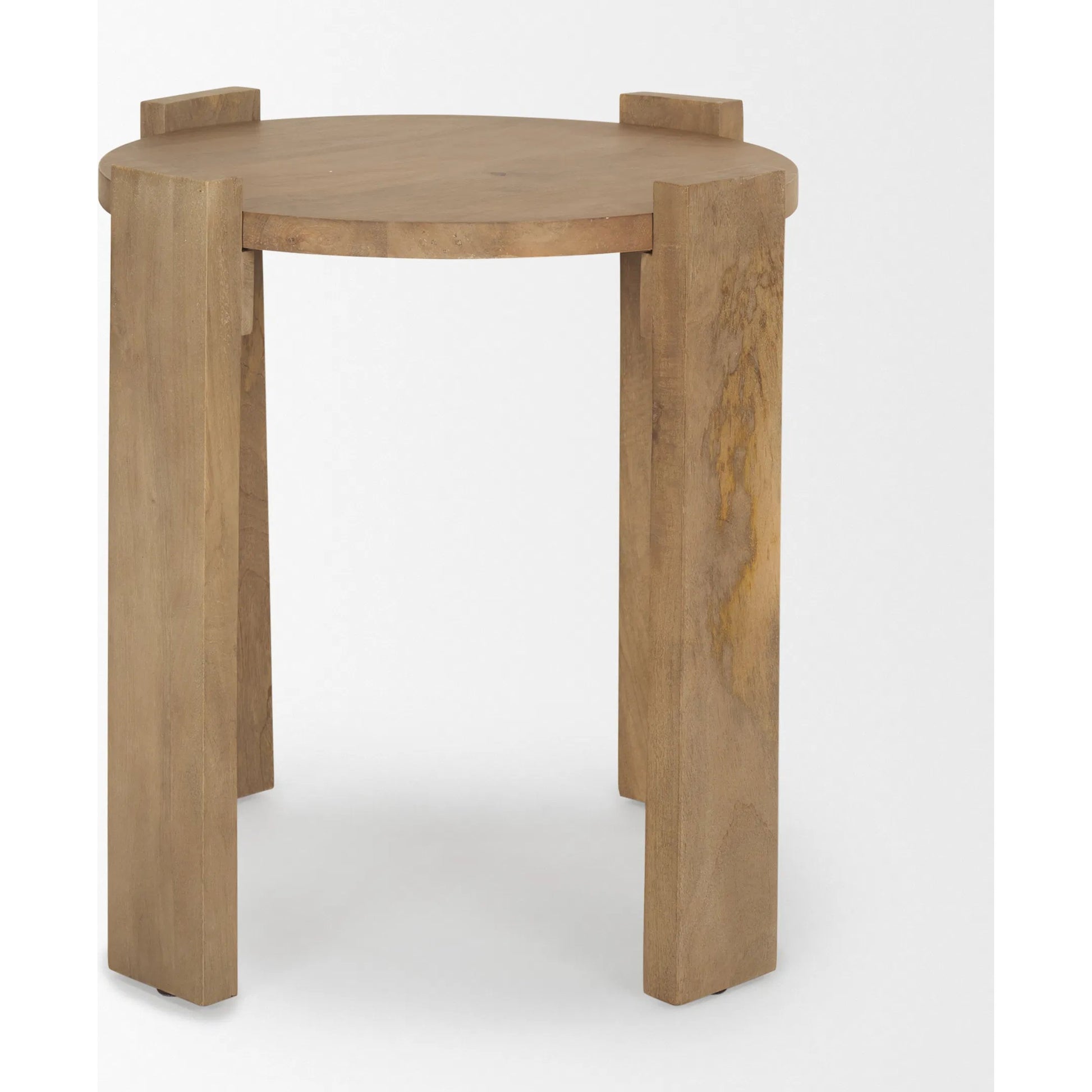 Evelyn End Table by Mercana in brown. Made from solid wood in a transitional style.