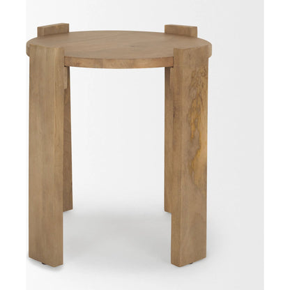 Evelyn End Table by Mercana in brown. Made from solid wood in a transitional style.