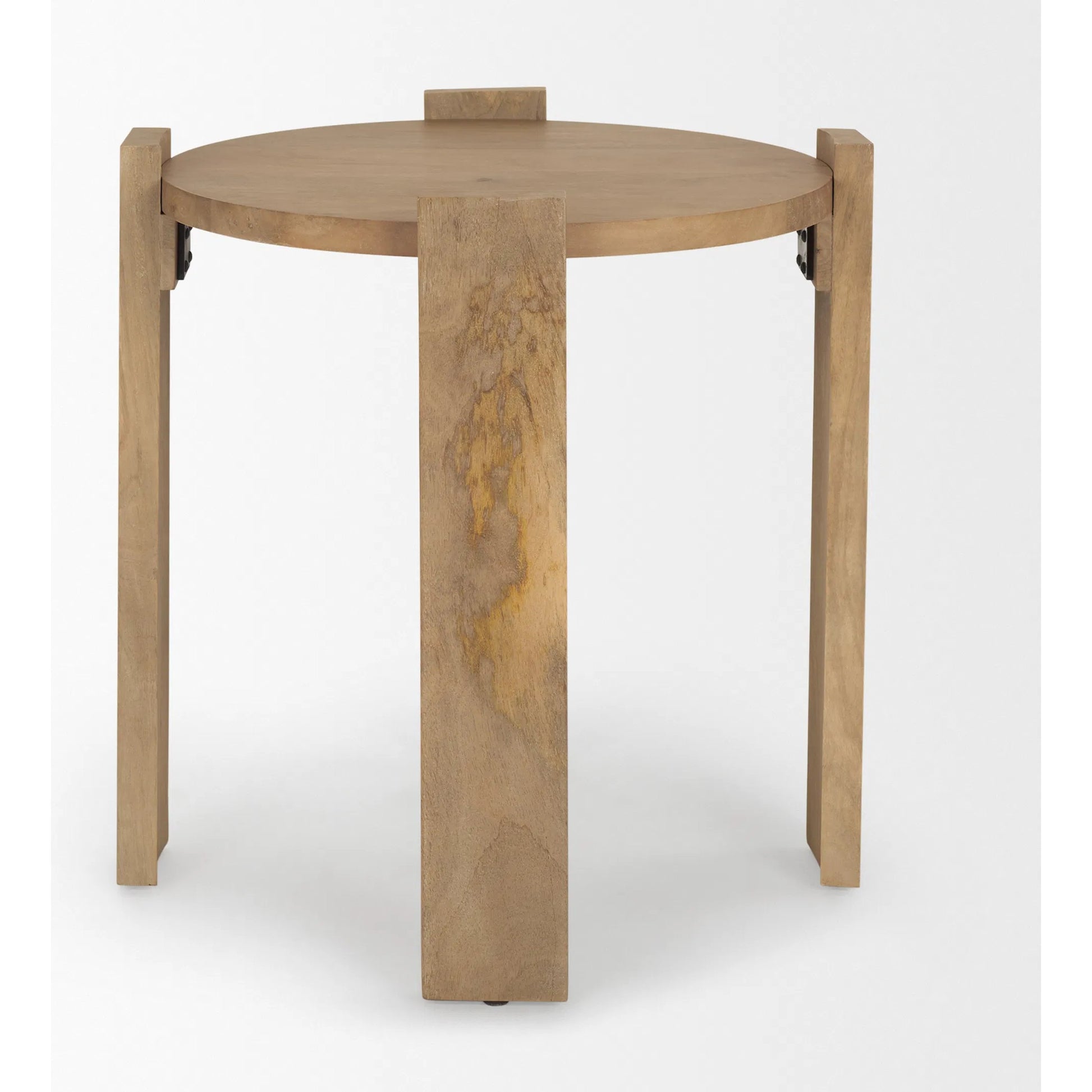 Evelyn End Table by Mercana in brown. Made from solid wood in a transitional style.