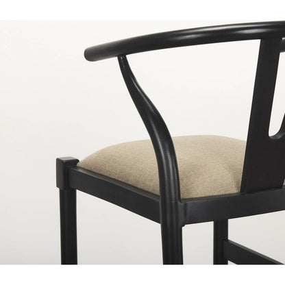 Trixie Upholstered Seat Bar Stool by Mercana in black. Made from solid wood in a unique style.