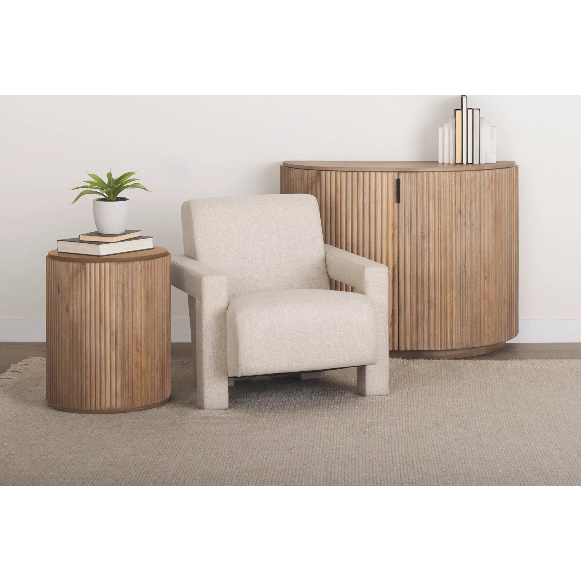 Sovereign Accent Chair by Mercana in cream, brown. Made from fabric in a transitional style.