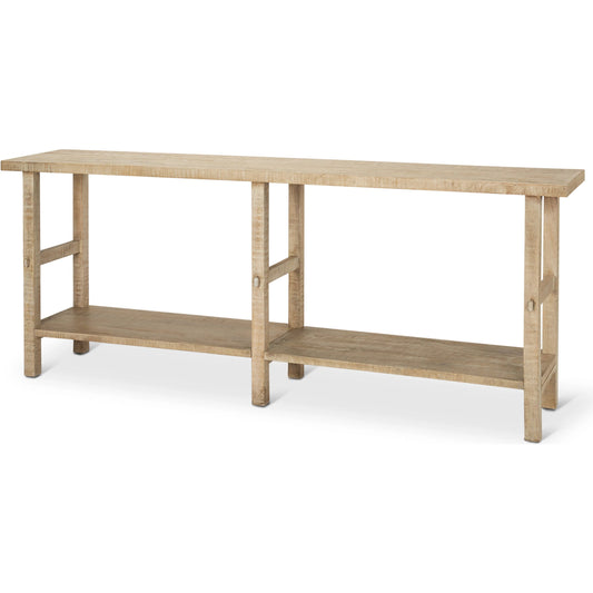 Rosie Console Table by Mercana in brown. Made from solid wood in a unique style.
