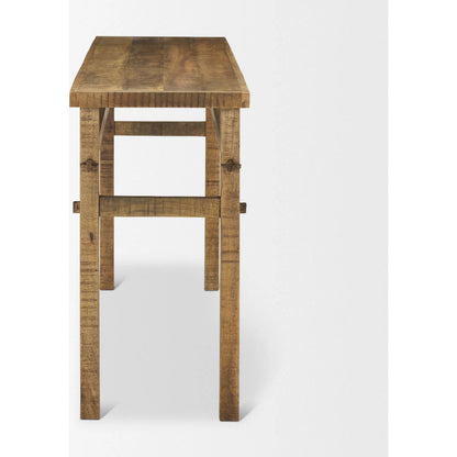 Rosie Console Table by Mercana in brown. Made from solid wood in a unique style.