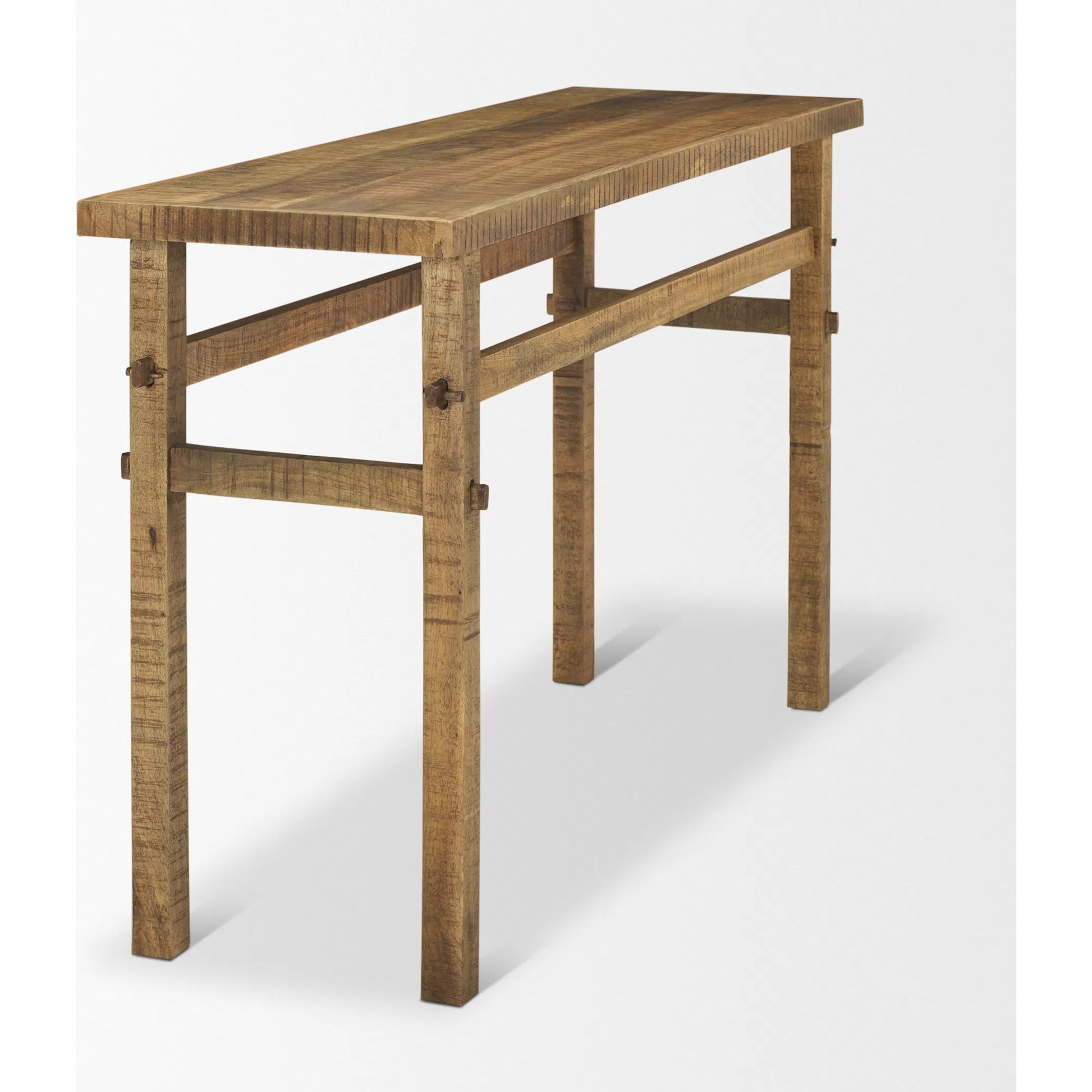 Rosie Console Table by Mercana in brown. Made from solid wood in a unique style.