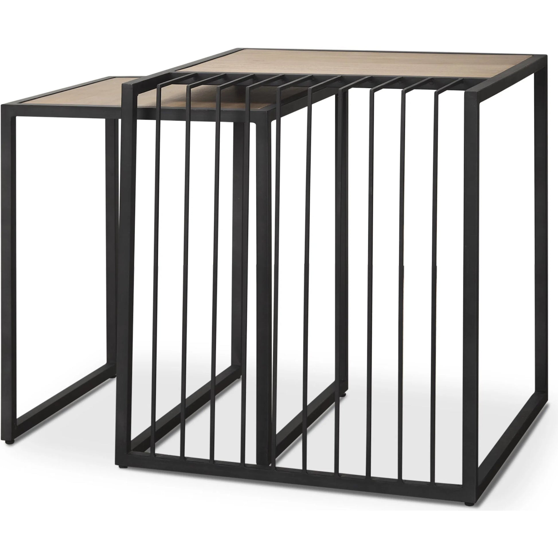 Miles Nesting End Tables by Mercana in black. Made from metal in a transitional style.