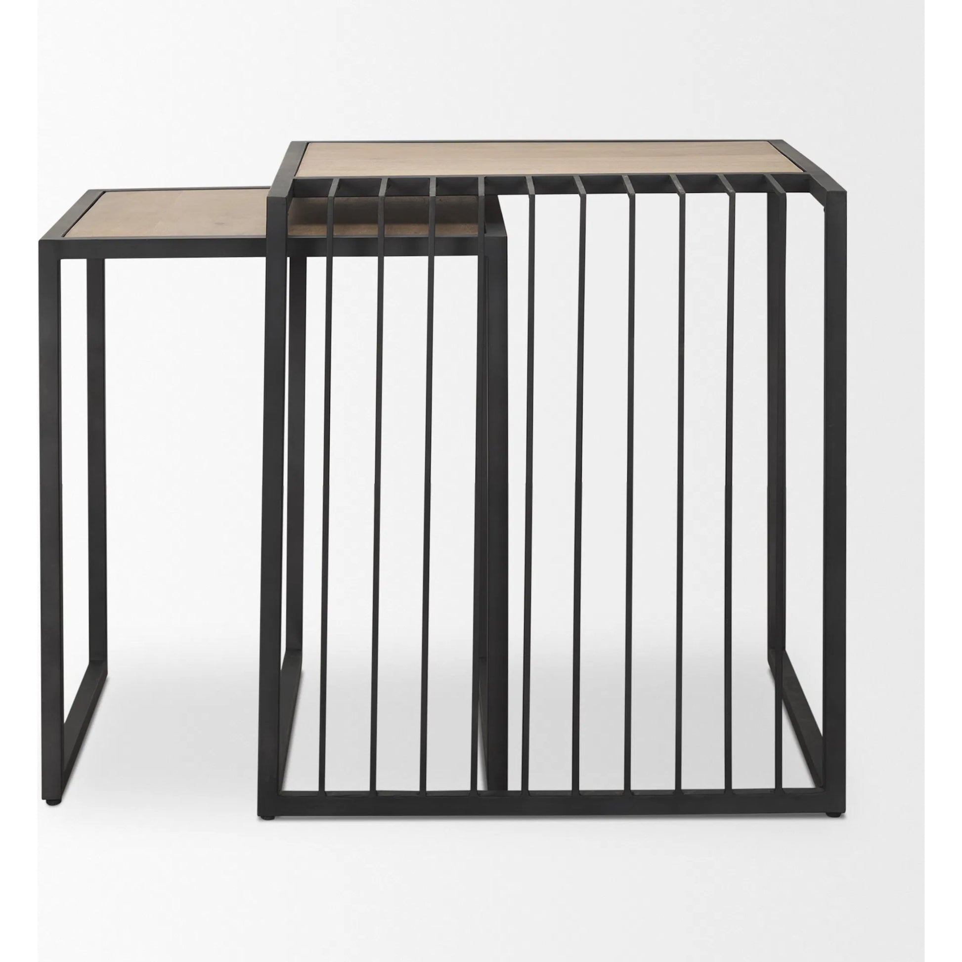 Miles Nesting End Tables by Mercana in black. Made from metal in a transitional style.