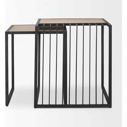 Miles Nesting End Tables by Mercana in black. Made from metal in a transitional style.