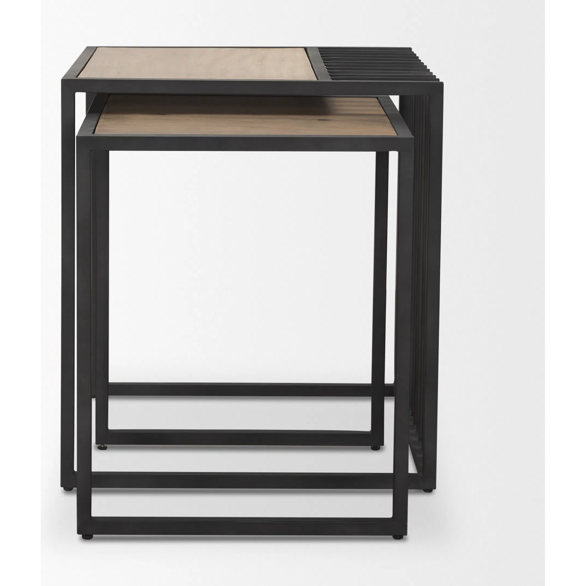 Miles Nesting End Tables by Mercana in black. Made from metal in a transitional style.