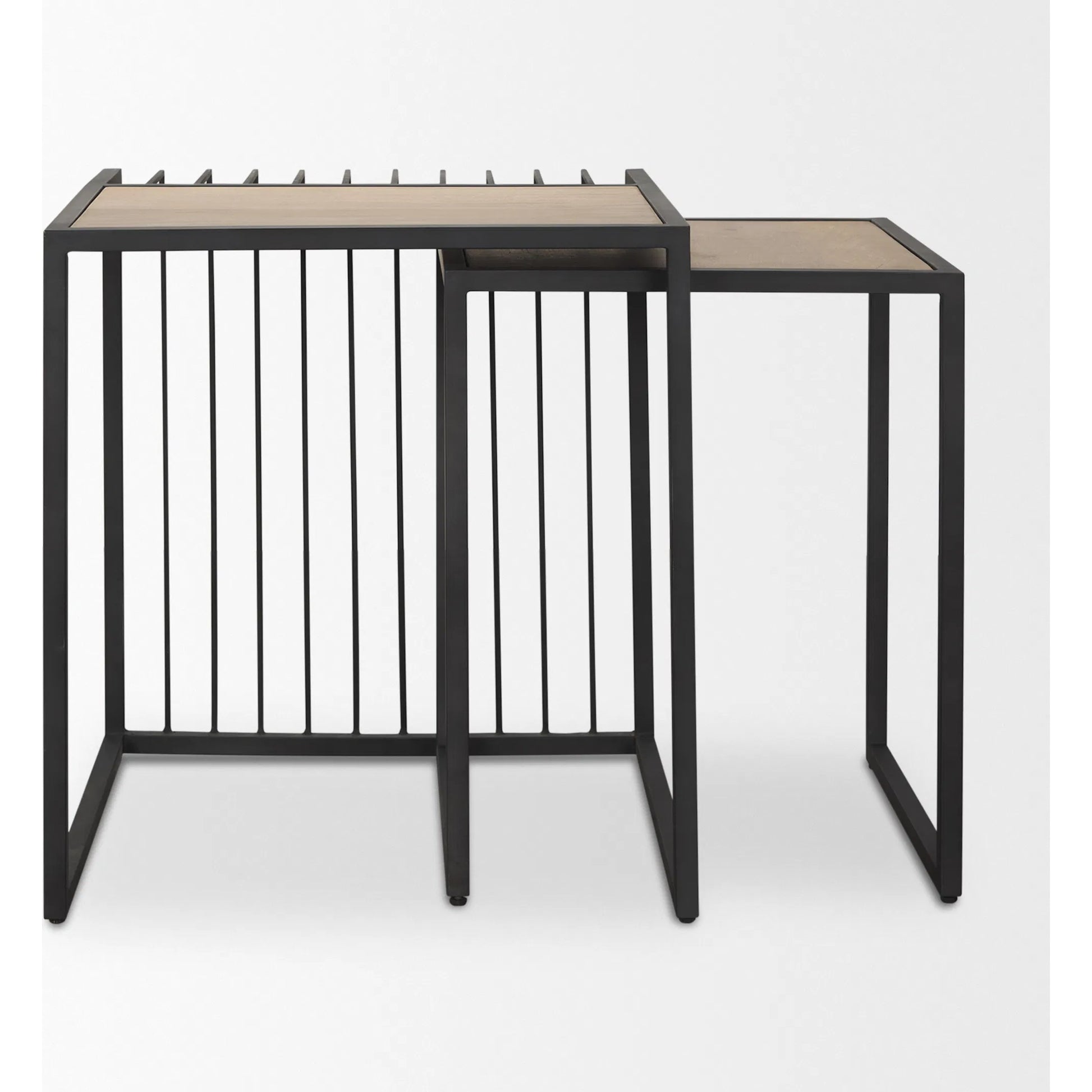 Miles Nesting End Tables by Mercana in black. Made from metal in a transitional style.