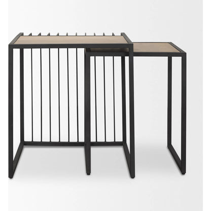 Miles Nesting End Tables by Mercana in black. Made from metal in a transitional style.