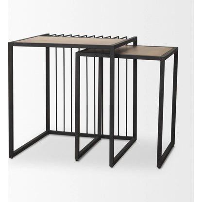 Miles Nesting End Tables by Mercana in black. Made from metal in a transitional style.