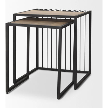 Miles Nesting End Tables by Mercana in black. Made from metal in a transitional style.