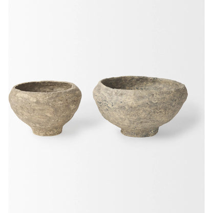 Sonu Paper Mache Half-Pot Bowls by Mercana. Made from paper in a rustic style.