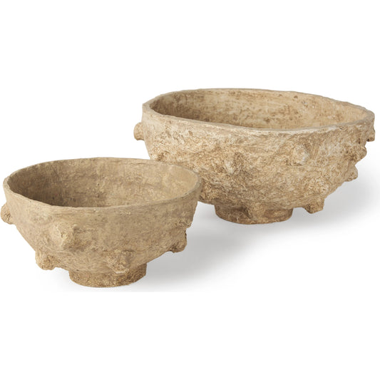 Sonam Bowls by Mercana in beige. Made from paper in a unique style.