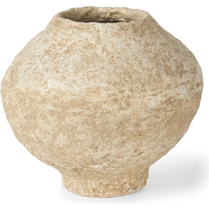 Ritu Pot by Mercana in beige. Made from paper in a rustic style.