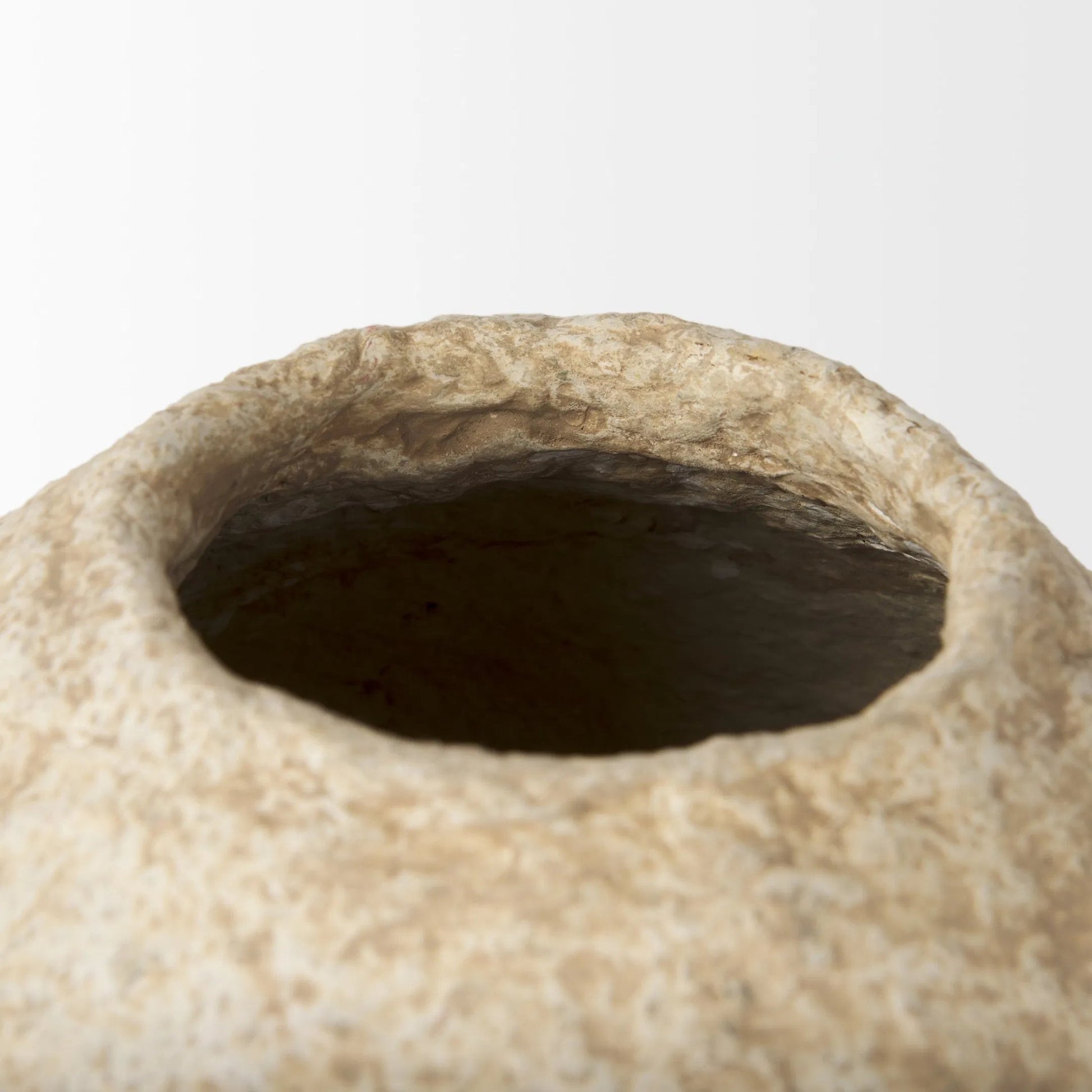 Ritu Pot by Mercana in beige. Made from paper in a rustic style.
