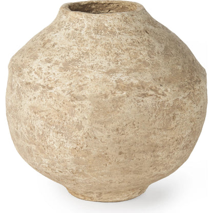 Ritu Pot by Mercana in beige. Made from paper in a rustic style.