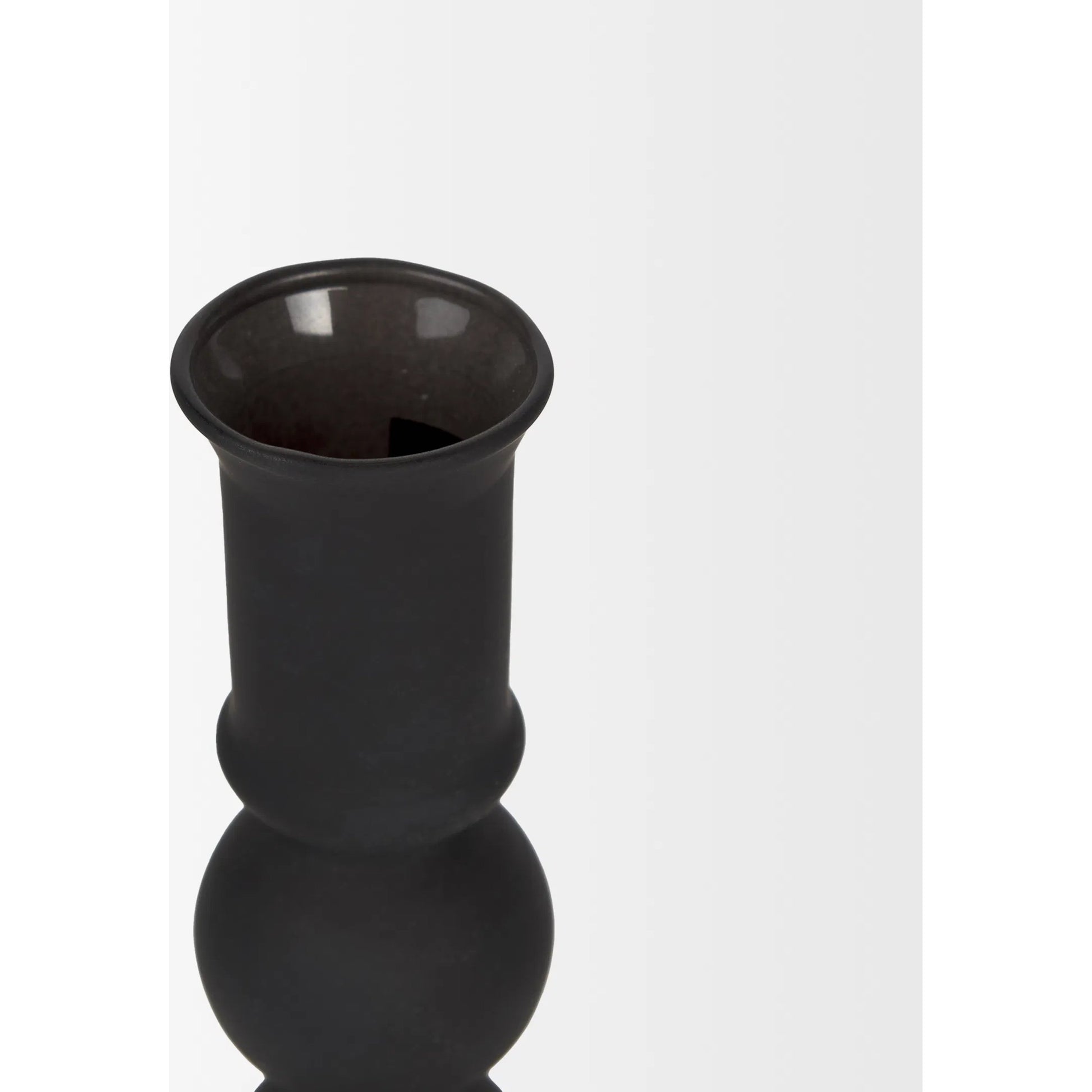 Haute Matte Black Blown Glass Candlestick by Mercana in black. Made from metal in a traditional style.