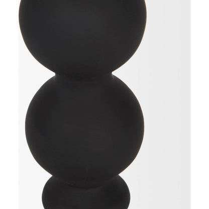 Haute Matte Black Blown Glass Candlestick by Mercana in black. Made from metal in a traditional style.