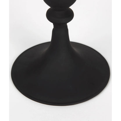 Haute Matte Black Blown Glass Candlestick by Mercana in black. Made from metal in a traditional style.