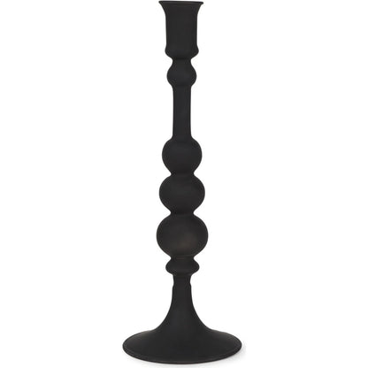 Haute Matte Black Blown Glass Candlestick by Mercana in black. Made from metal in a traditional style.