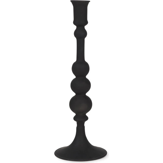 Haute Matte Black Blown Glass Candlestick by Mercana in black. Made from metal in a unique style.